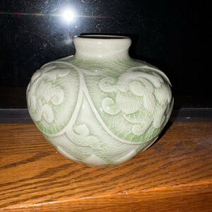 Novica Green crackle glaze  Ceramic Vase